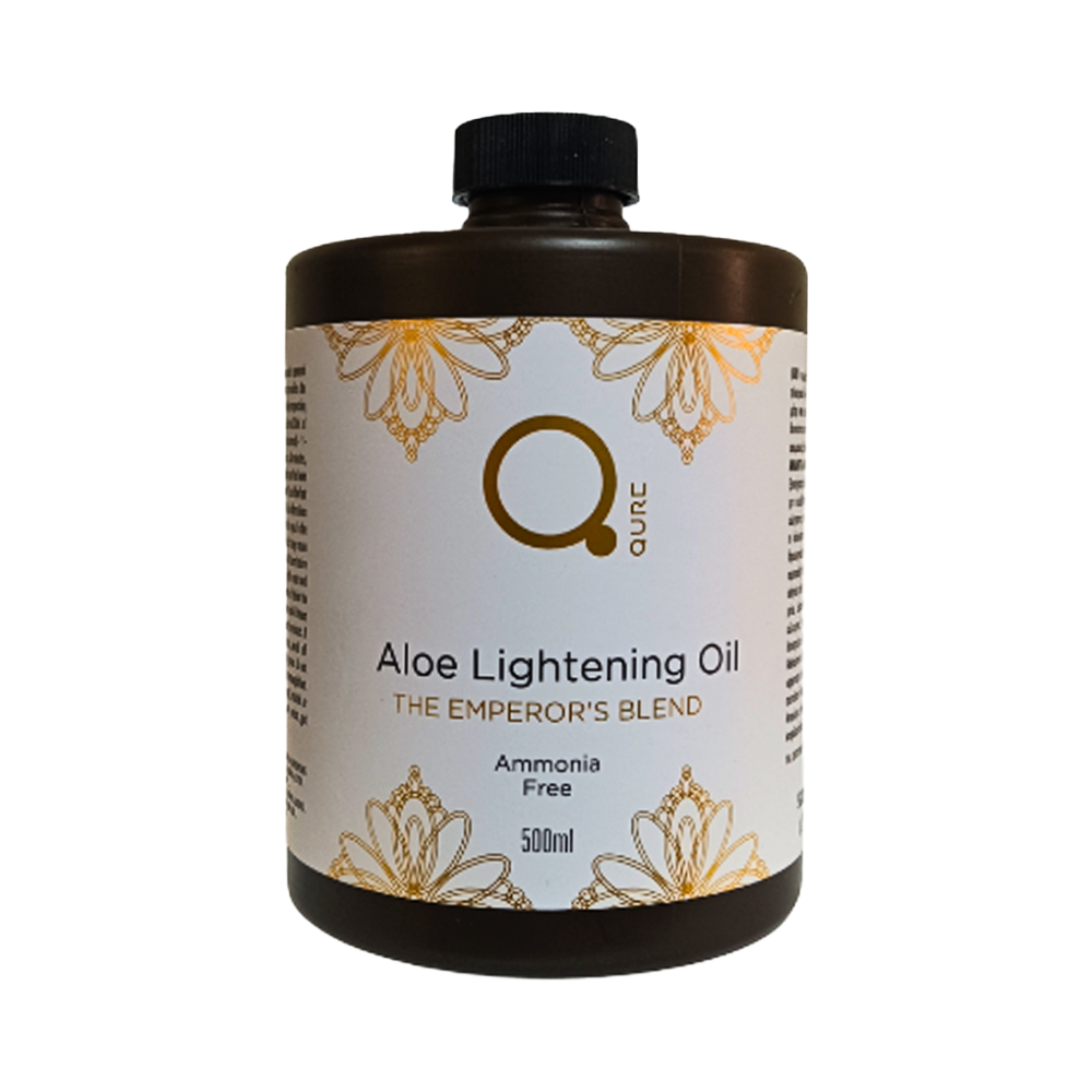 Aloe Lightening Oil Ammonia Free 500ml The Emperors Blend by Qure trnsprnt Aloe Lightening Oil Ammonia Free 500ml The Emperors Blend by Qure trnsprnt