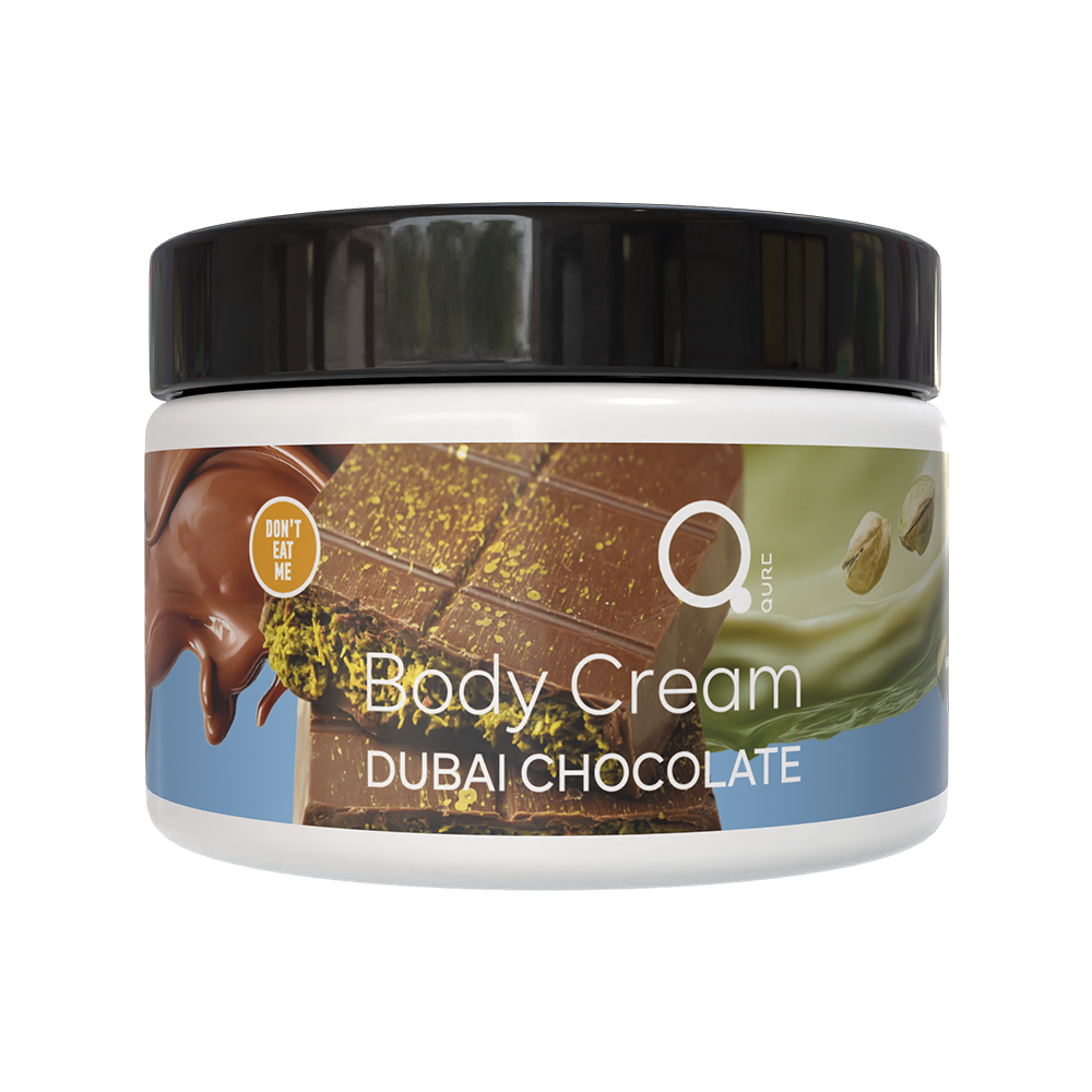 Body Cream DUBAI CHOCOLATE by Qure 500ml transparent
