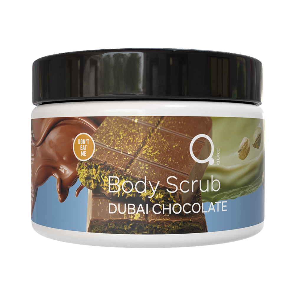 Dubai Chocolate Body Scrub 500 ml by Qure transparent background